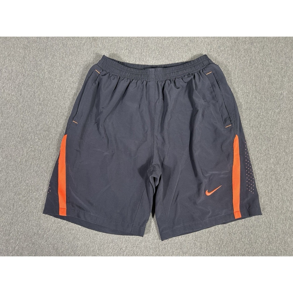 Nike Storm-Fit Mens Shorts Black Navy Orange Mesh Zip Pockets L